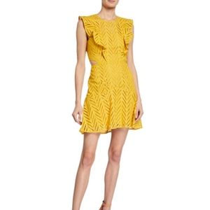 NWT $119 Bardot Kira Frill Short Yellow Cotton Dress in size Small!